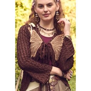 Whimsigoth XL Fairycore Ruffle Fairy Grunge Butterfly Tie Front Top Coquette